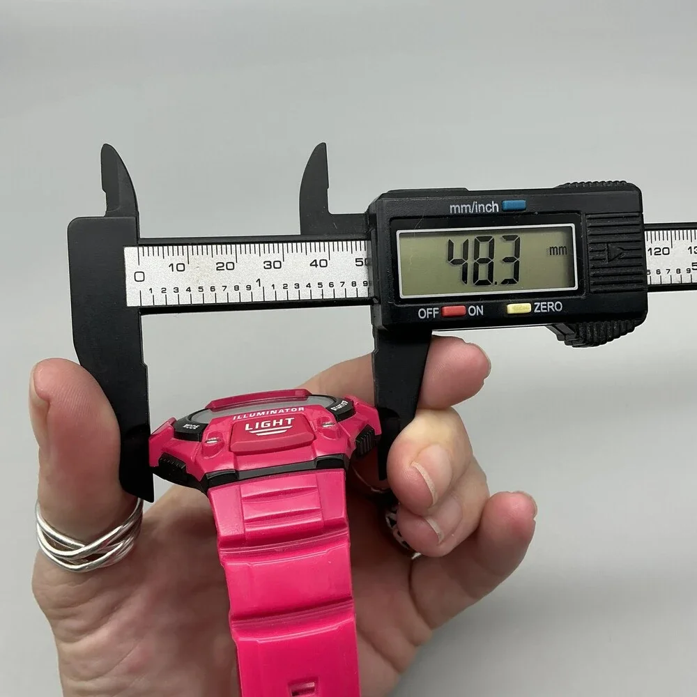 Casio W-S220 Mens Watch 48mm Digital Black Pink Tough Solar Illuminator 100m WR